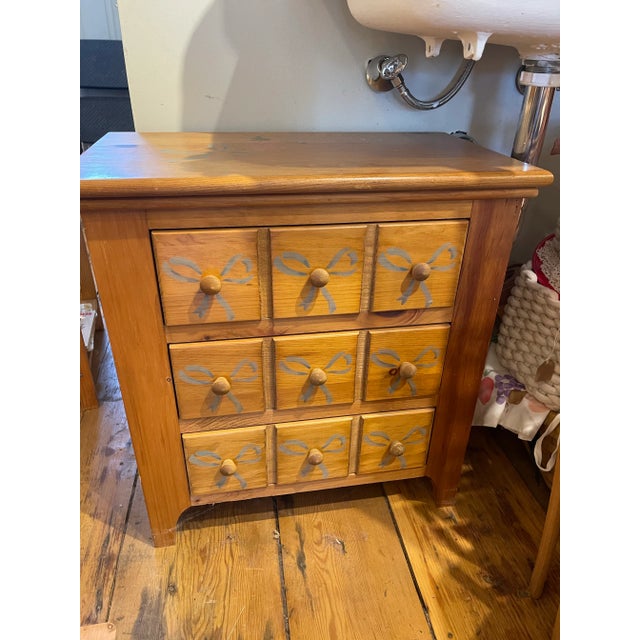 1990s 1990s Hand Stenciled Three Drawer Nightstand With Flowers and Bows. For Sale - Image 5 of 5
