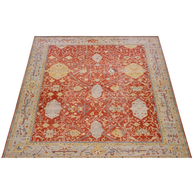 Indian Early 21st Century Modern Indian Tabriz Handmade Allover Wool Rug With Rust Field by Apadana For Sale - Image 3 of 7