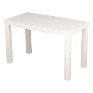 Modern White Lacquered Parson's Desk For Sale