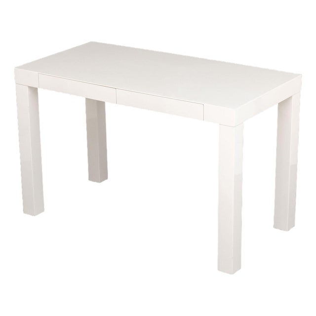 Modern White Lacquered Parson's Desk For Sale