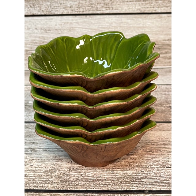 Vintage California Pottery Sequoia Ware Salad Service Set, 7pcs, Very Rare For Sale - Image 11 of 12