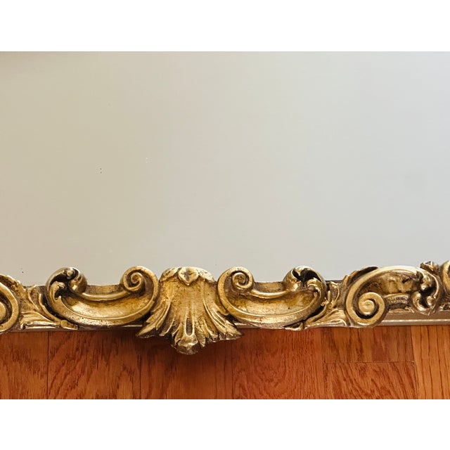 Vintage Rococo Gilt Wood Wall Mirror With Painted Pastoral Scene For Sale - Image 4 of 13