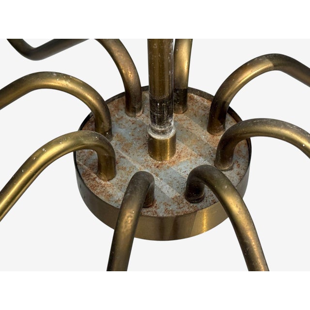 1950s Mid-Century Modern Fog & Mørup, Tulip Chandelier, Opal Glass, Brass For Sale - Image 12 of 12