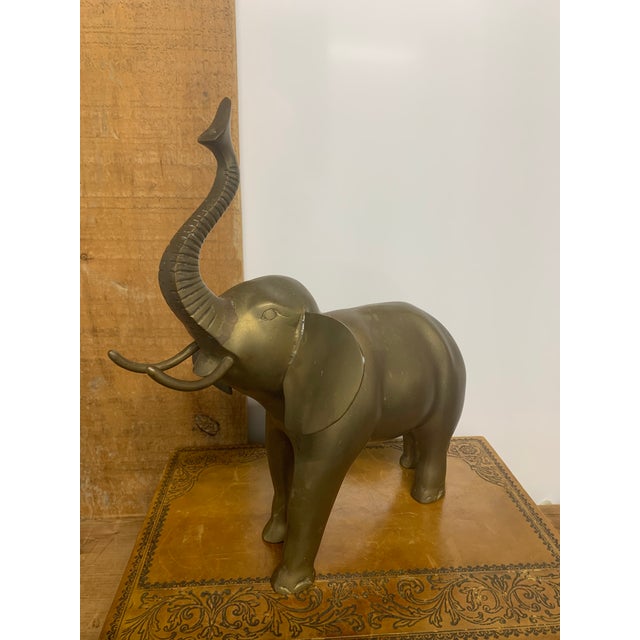 Vintage Mid 20th Century Brass Elephant Sculpture For Sale - Image 4 of 5