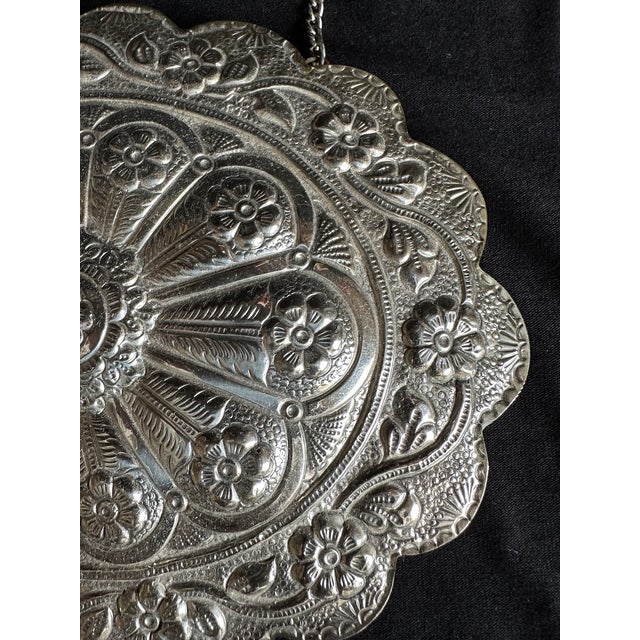 19th C Ottoman Silver Oval Wedding Mirror Decor For Sale - Image 14 of 18