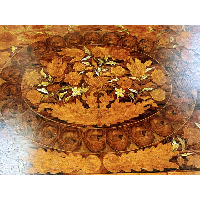 Antique William and Mary Oyster Waln Table With Intricate Marquetry Inlay For Sale - Image 13 of 13