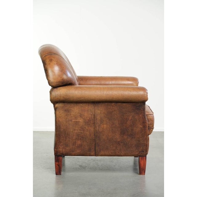 Vintage Sheepskin Armchair with Decorative Nails For Sale - Image 3 of 13
