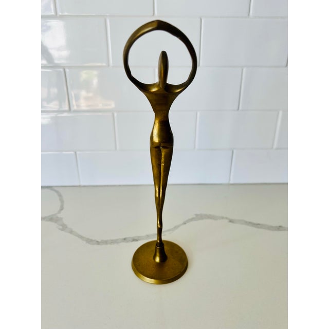 Mid-Century Brass Dancing Figurines Statues- a Pair For Sale - Image 4 of 9