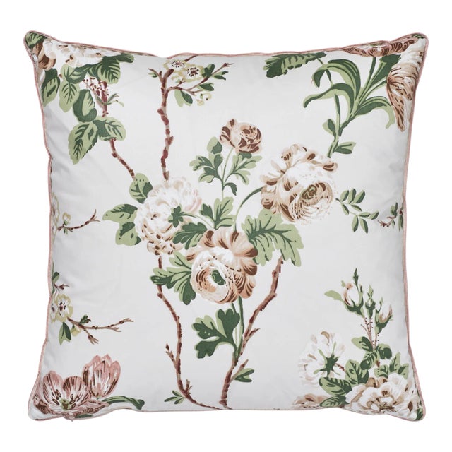 Cottage Schumacher X Veere Grenney Betty Chintz Quiet Pink Two-Sided Cotton Pillow - 18ʺW × 18"H For Sale
