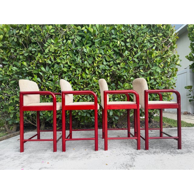 Vintage Loewenstein Curved Arm Counter Stools - Set of 4 For Sale In Naples, FL - Image 6 of 16
