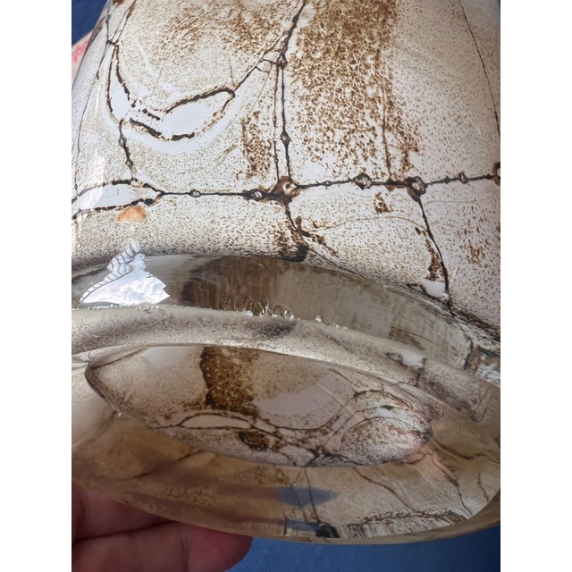 Beige Jozefina Krosno Handkerchief Vase Art Glass 13.75"h X 9.25"w Marble Vintage Brown For Sale - Image 8 of 8
