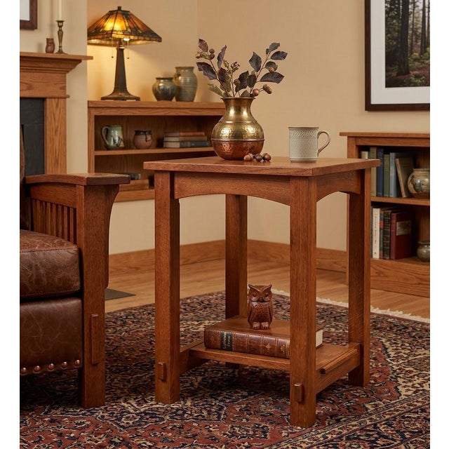 Brown (Michael's Cherry) Mission Mortise and Tenon End Table For Sale - Image 8 of 9