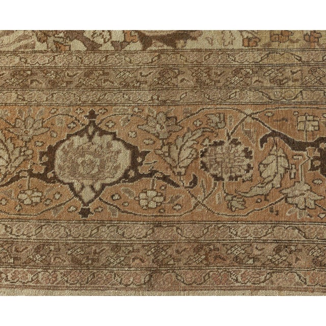 1900 - 1909 Antique Persian Tabriz Botanic Gray Handmade Wool Rug For Sale - Image 5 of 8
