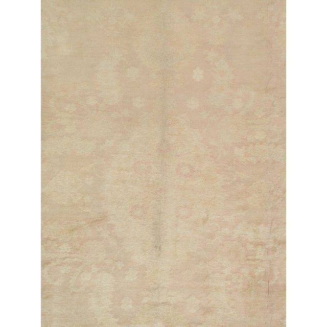 Antique Oushak Carpet, Handmade Oriental Rug, Soft Taupe, Light Cream, Pale For Sale - Image 11 of 18