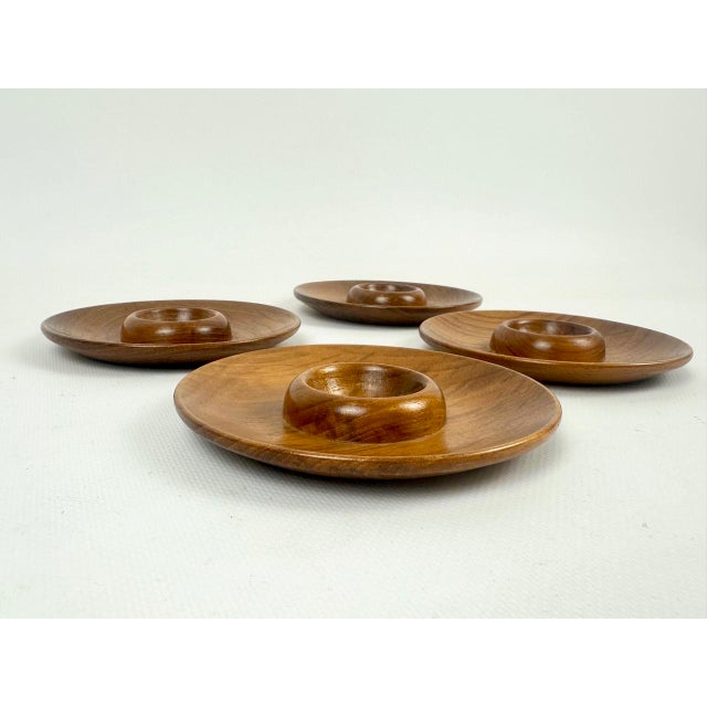 Wood Mid-Century Modern Scandinavian Teak Egg Cup by Karl Holmberg for Akta Teak, 1960s, Set of 4 For Sale - Image 7 of 7