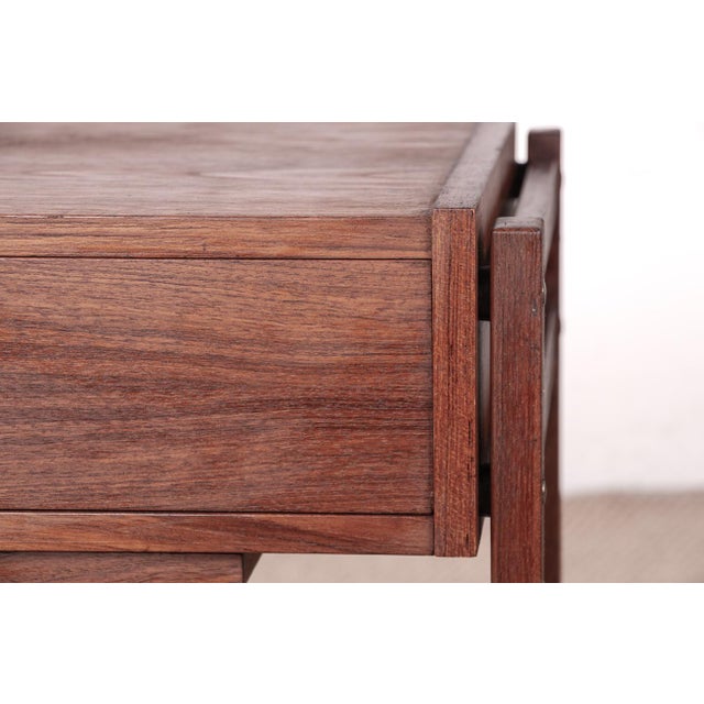 Vintage Danish Teak and Rattan Sewing Table by Johannes Andersen for Uldum Møbelfabrik, 1960s For Sale - Image 12 of 14
