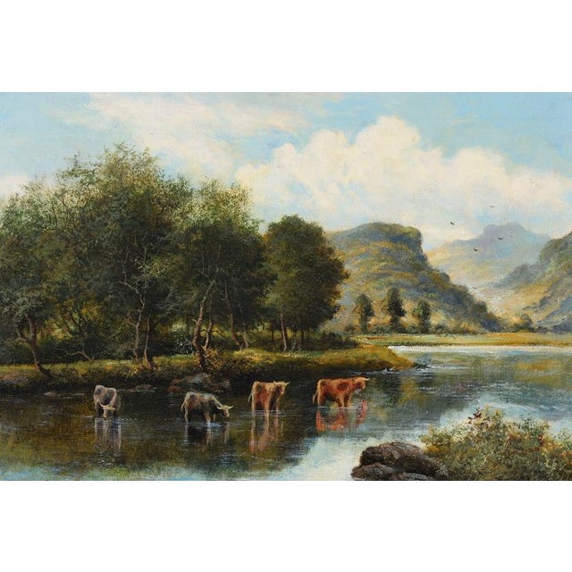 William Langley, Rural Landscape with Cows, 19th Century, Canvas For Sale - Image 3 of 14