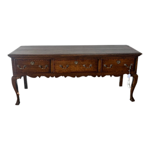 English Dresser Base / Sideboard, Oak + Mahogany Banded