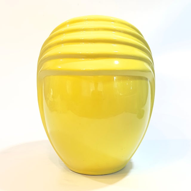 Ceramic Rare Artichoke Vase in Citrus Yellow Attributed to Royal Haeger, Circa 1980s For Sale - Image 7 of 12