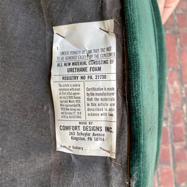 Mid Century Modern Adrian Pearsall for Comfort Craft Green Velvet Chair With Pleats For Sale - Image 9 of 10