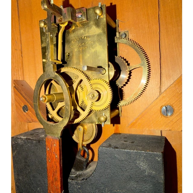 Wood Eastman Clock Co Boston, Antique Weight Driven Regulator Wall Clock For Sale - Image 7 of 15