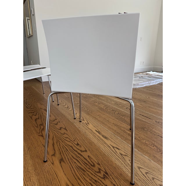 2010s Cb2 White Slim Chairs-3 in Set For Sale - Image 5 of 6
