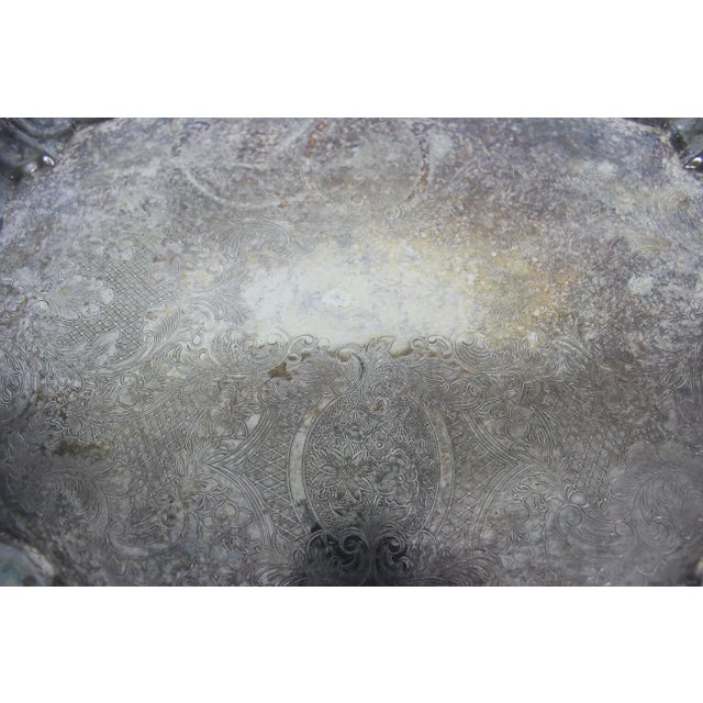 Vintage Silver Plated Footed Serving Platter Tray With Feet For Sale - Image 10 of 10