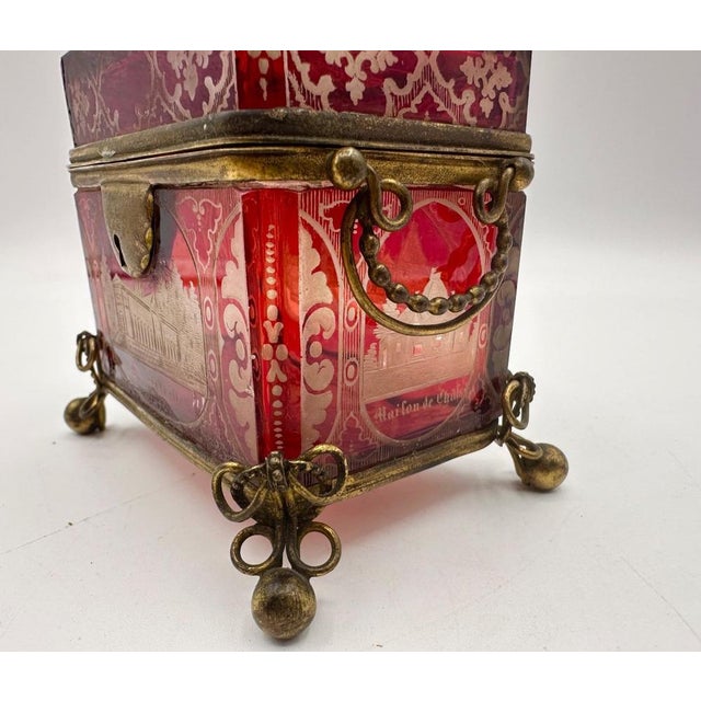 Red Bohemian Glass Jewelery Box, 1800s For Sale - Image 8 of 12