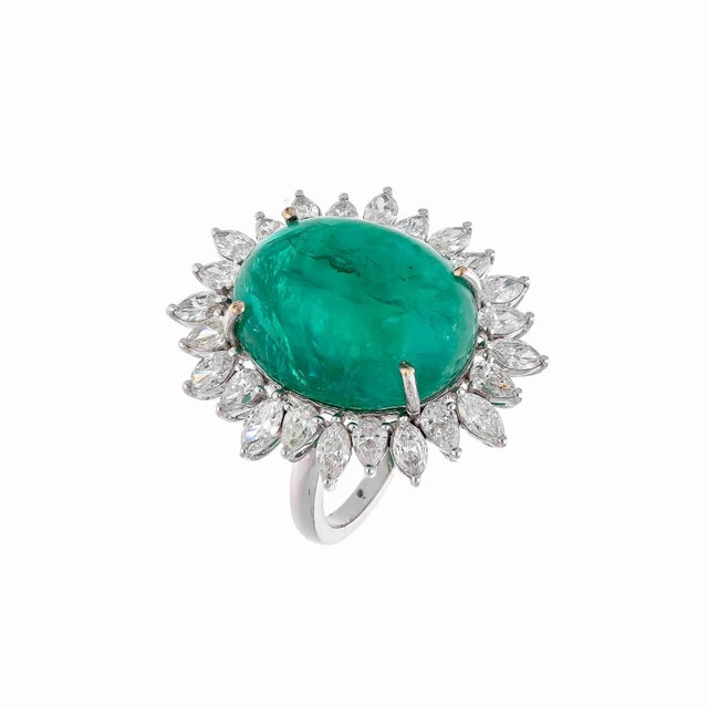 Gemstone Natural Emerald Ring with 23.88cts Diamond & Emerald 19.02cts in 18k Gold For Sale - Image 7 of 18