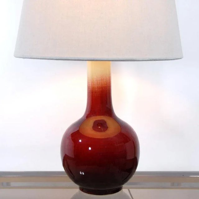 Vintage Ox Blood Glaze Table Lamp, 1970s For Sale - Image 4 of 8