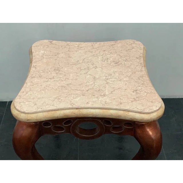 Red Metallic Leaf and Pink Marble Coffee Table from Lam Lee Group, 1990s For Sale - Image 9 of 12