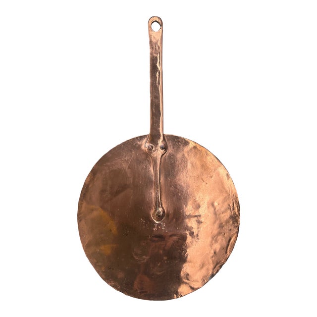 Large French Copper Lid With Stamped Initials, C 1890's For Sale