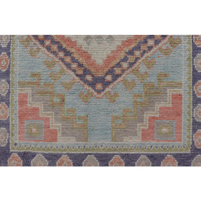 Turkish Hand Knotted Oushak Runner With Medallion Design With Multicolor 2'11 X 9'8 For Sale - Image 9 of 11
