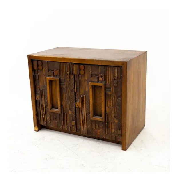 Wood Paul Evans Style Lane Pueblo Mid Century Brutalist Nightstands, Pair For Sale - Image 7 of 17