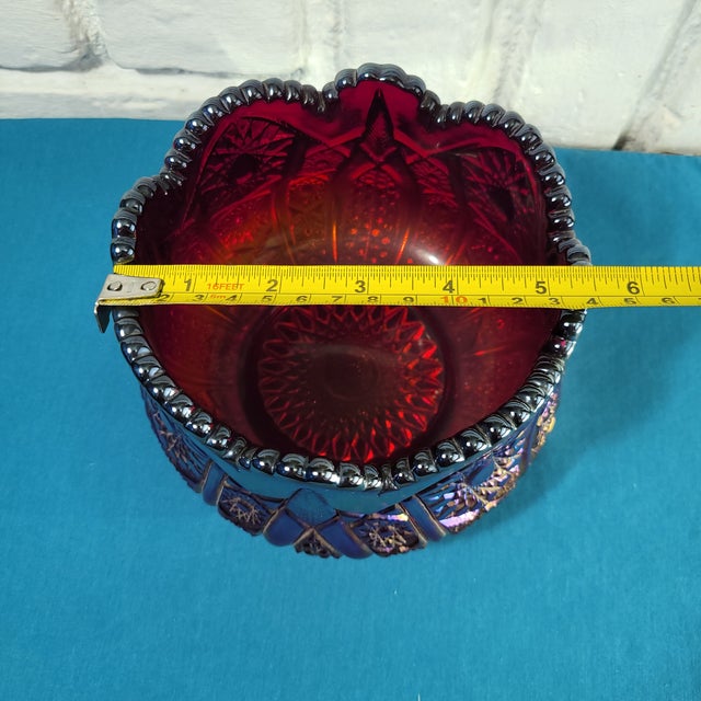 Glass 1970s Indiana Glass Heirloom Sunset Red Rose Bowl For Sale - Image 7 of 7