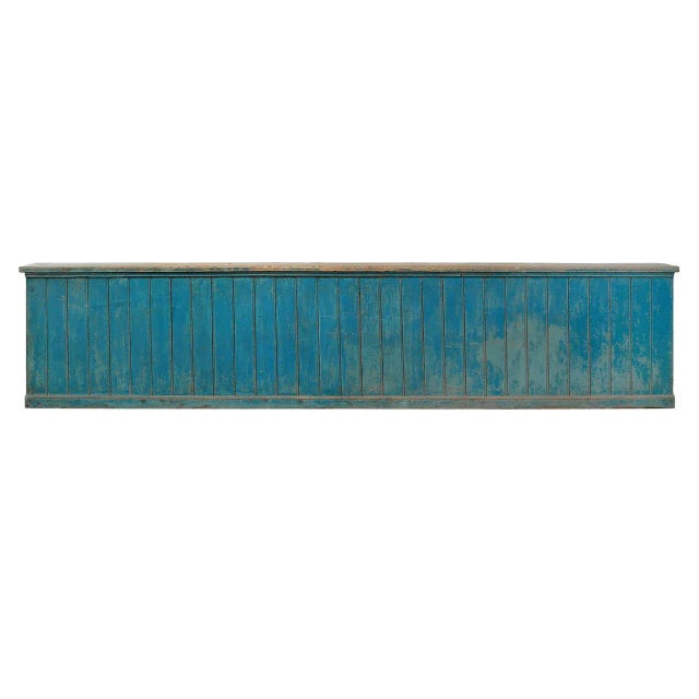 Mid 20th Century Vintage Teal Counter Table With Six Drawers – 176″ Wide For Sale - Image 5 of 10
