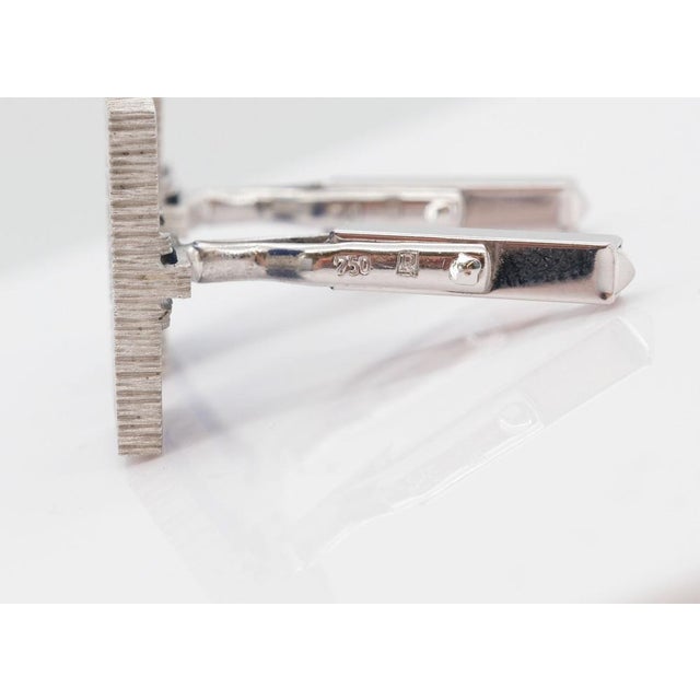 Metal Vintage 18ct White Gold and Lapis Lazuli Cufflinks, 1970s, Set of 2 For Sale - Image 7 of 10