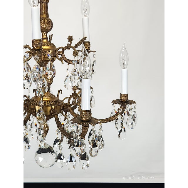 Antique Epic Glowing Glistening 9 Arm 9 Light Cut Lead Glass Crystal Chandelier For Sale - Image 16 of 18