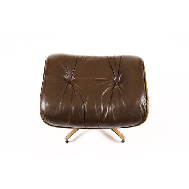 Brown Mid Century Vintage Rosewood 671 Ottoman — Charles Eames for Herman Miller — Original Brown Leather For Sale - Image 8 of 10