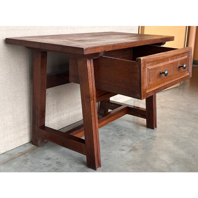 Brown Late 19th Century Rustic Artisan Made Pyrenees Mountains Side Table End Table For Sale - Image 8 of 12