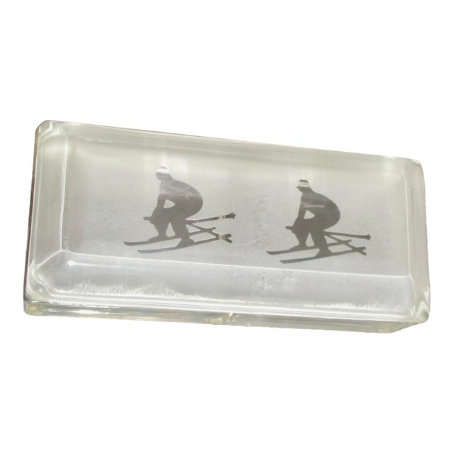 MCM Vintage Desk Box With Cross Country Skiers For Sale