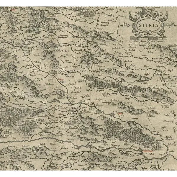 Antique Map of Styria by Mercator, 1650 For Sale - Image 4 of 5