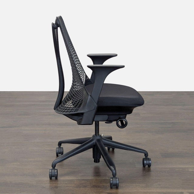 Herman Miller Herman Miller Sayl Black Office Chair With Mesh Back and Adjustable Arms For Sale - Image 4 of 8