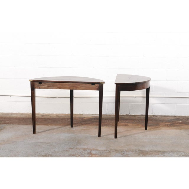 Pair of 19th C. Italian Demi-Lune Consoles For Sale - Image 9 of 11