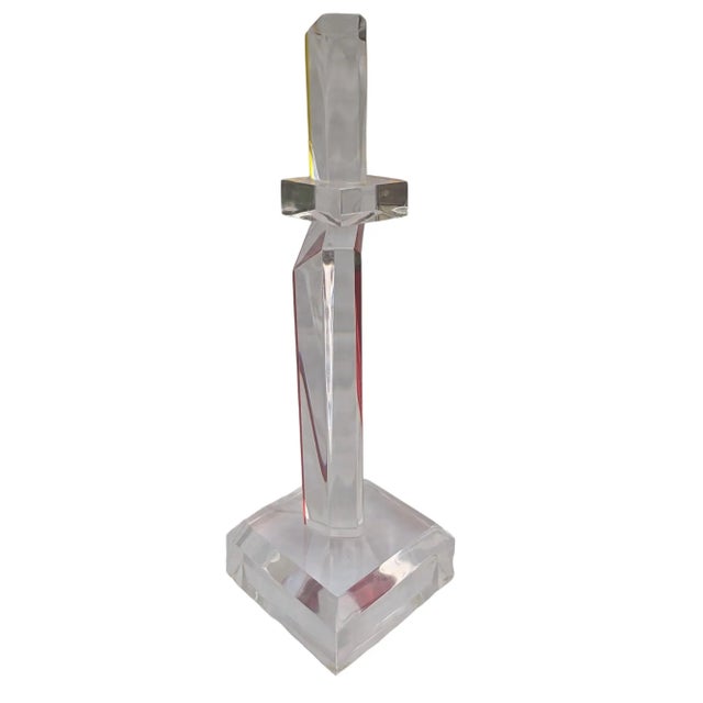 Transparent Vintage 1980s Abstract Geometric Lucite Sculpture For Sale - Image 8 of 8