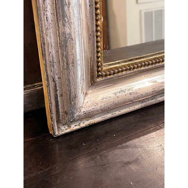 French 19th Century French Silver Leaf Louis Philippe Mirror For Sale - Image 3 of 6