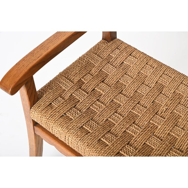 Vintage Italian Oak and Woven Rope Stools by Giuseppe Pagano, Italy, 1940s, Set of 2 For Sale - Image 12 of 14