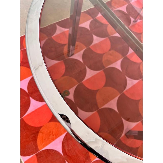 Glass Oval Dining Table in Smoked Glass and Chrome For Sale - Image 7 of 11