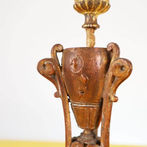 Vintage Art Nouveau Metal and Glass Lamp For Sale - Image 5 of 11