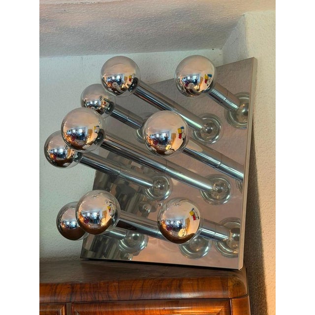 Large Flush Mount in Chrome and Perlmut by Motoko Ishii for Staff, 1970s, Set of 2 For Sale - Image 3 of 8